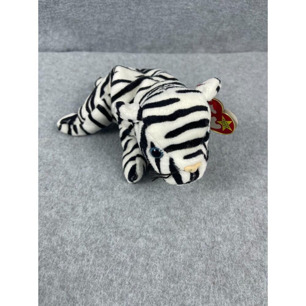 VTG Beanie Babies Blizzard Bean Bag Plush Striped Tiger Cat 6" 1996